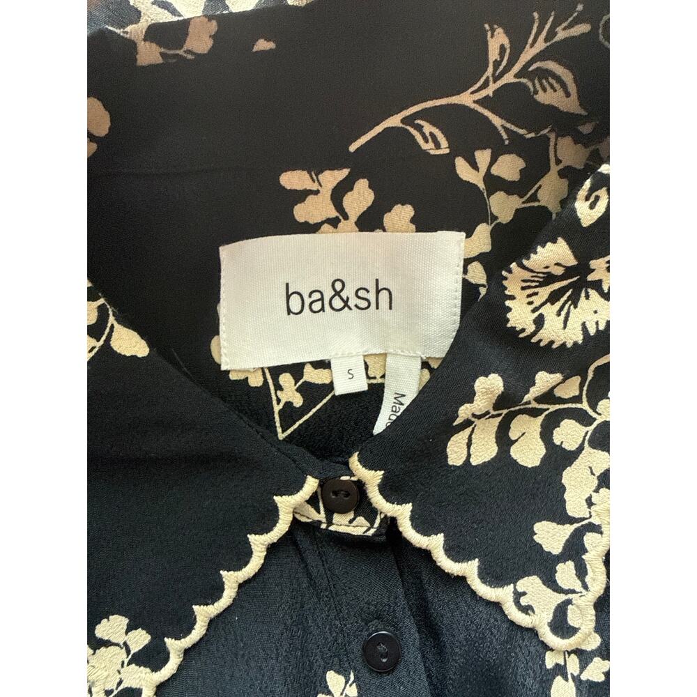 ba&sh Selym Floral Print Button Up Lady Shirt Black & Cream Size Small - Picture 8 of 12